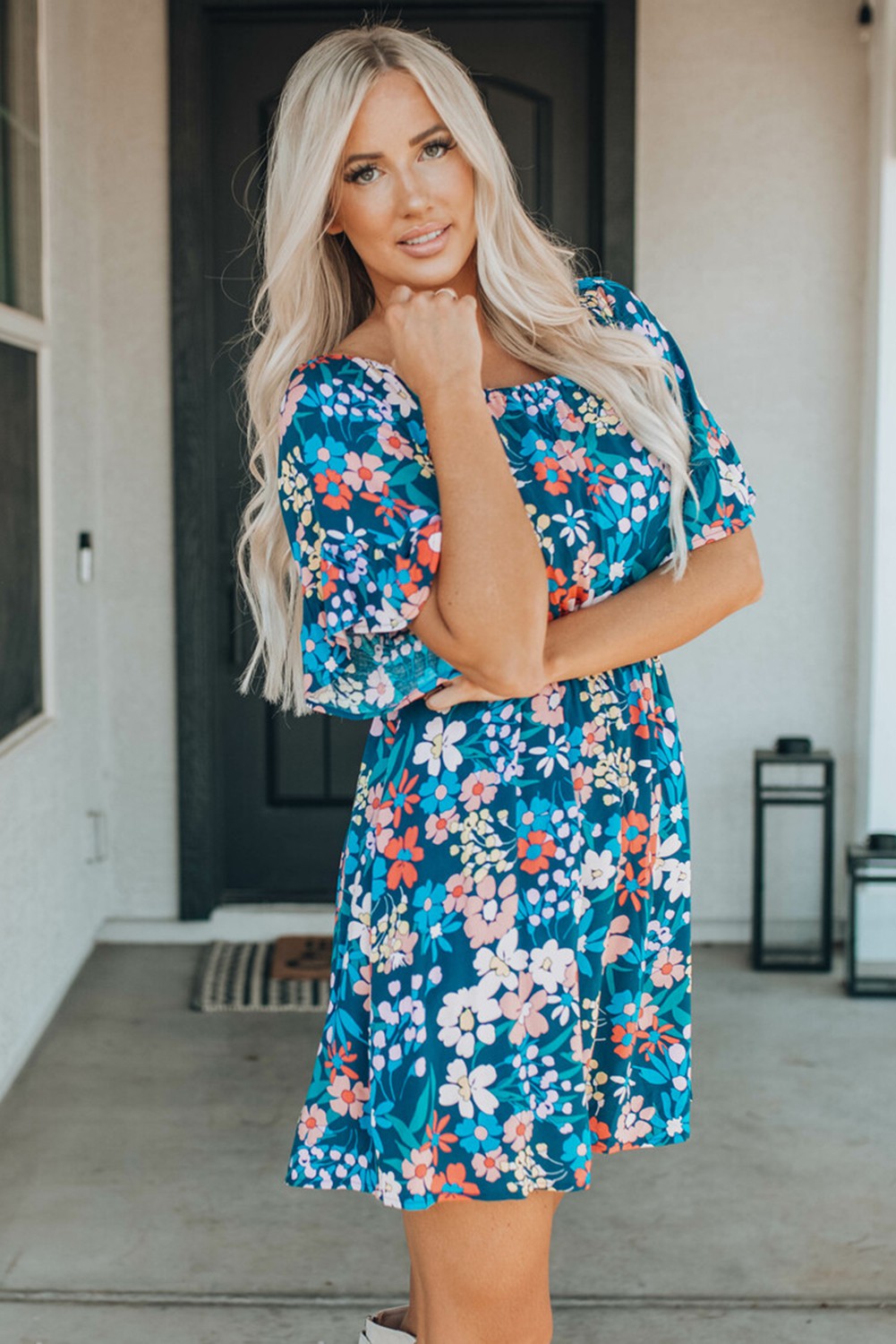 Country Chic Boho Floral Mini Dress