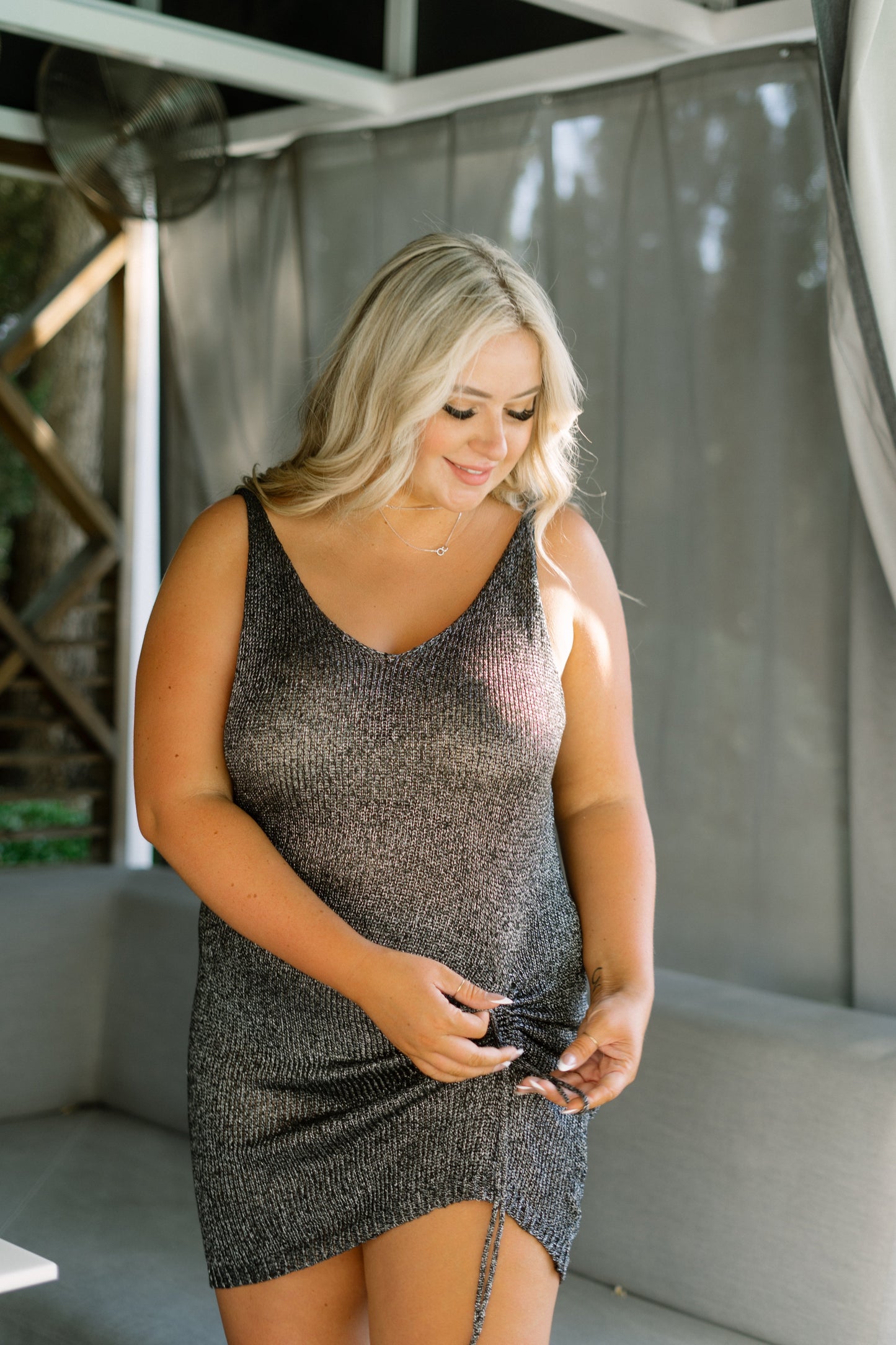 Little Havana Knit Cover Up Dress in Charcoal