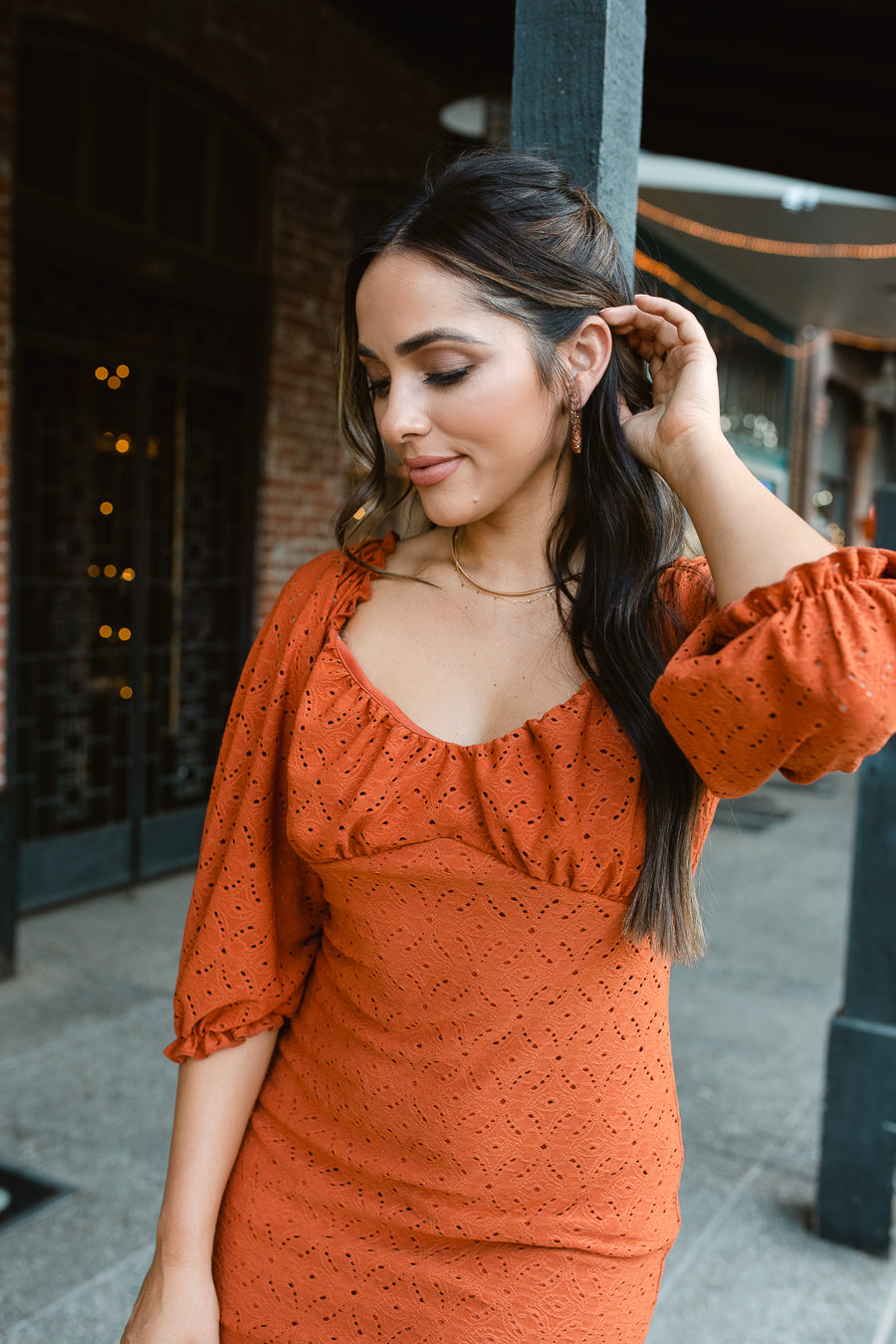 Poplin Puff Sleeve Mini Dress-LAST ONE