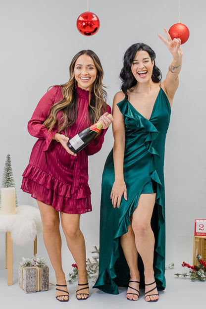 Swoon Worthy Spaghetti Strap Satin Dress