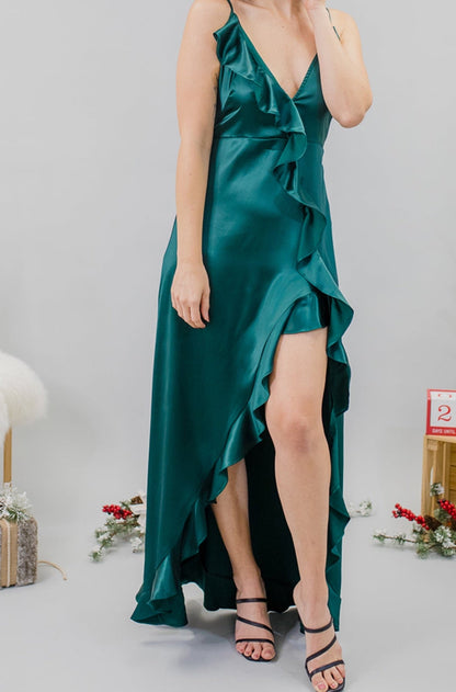 Swoon Worthy Spaghetti Strap Satin Dress
