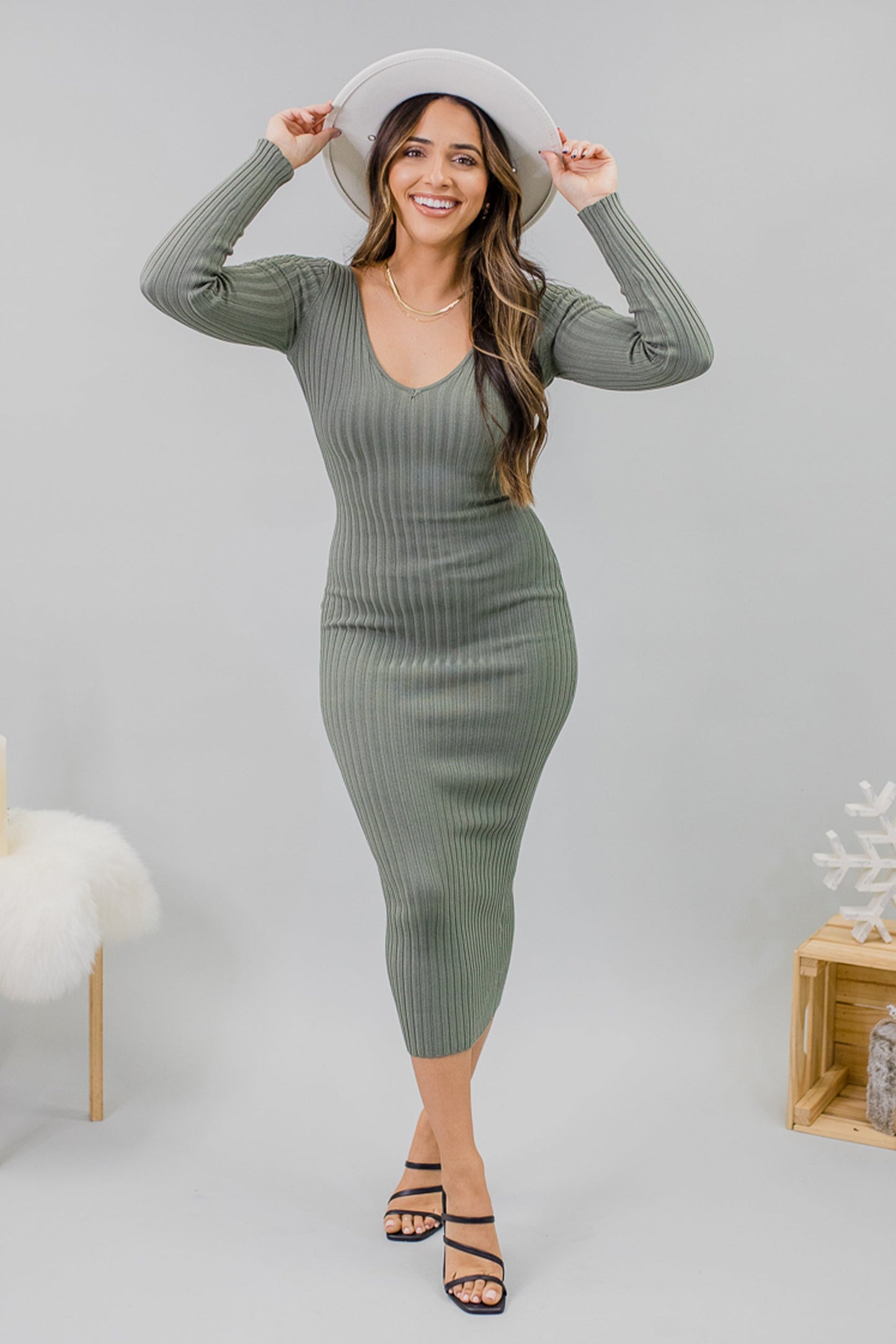 Seduction Long Sleeve Sweater Maxi Dress