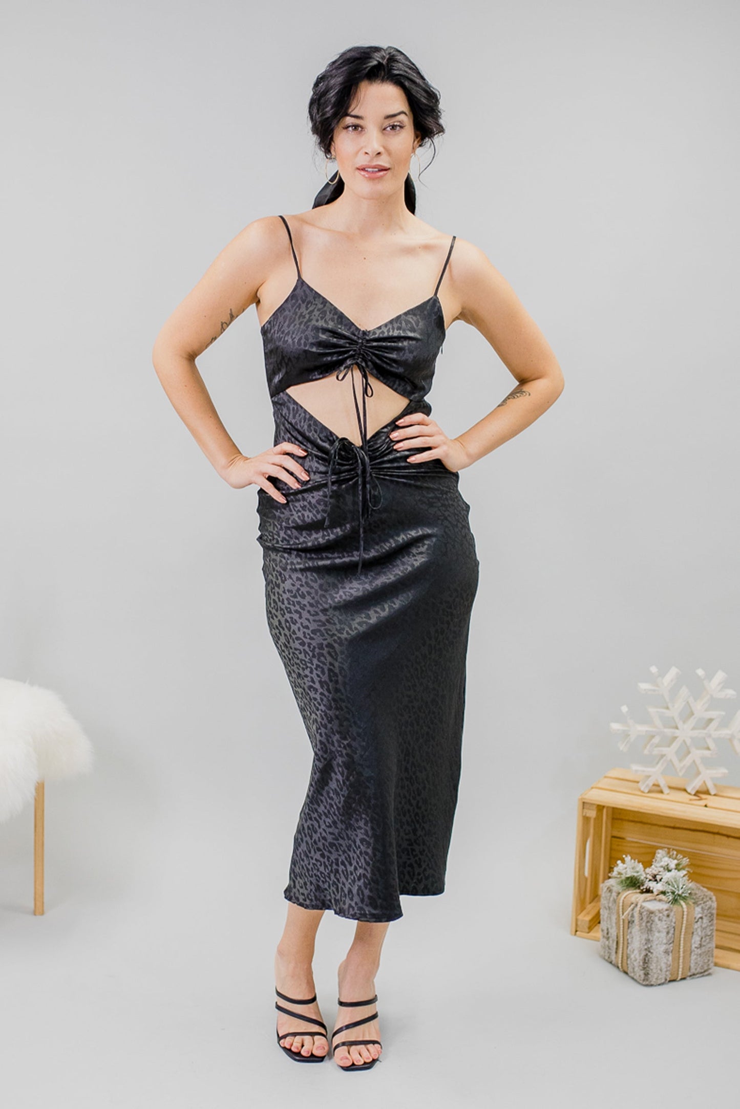 Black Cut Out Evening Maxi Dress