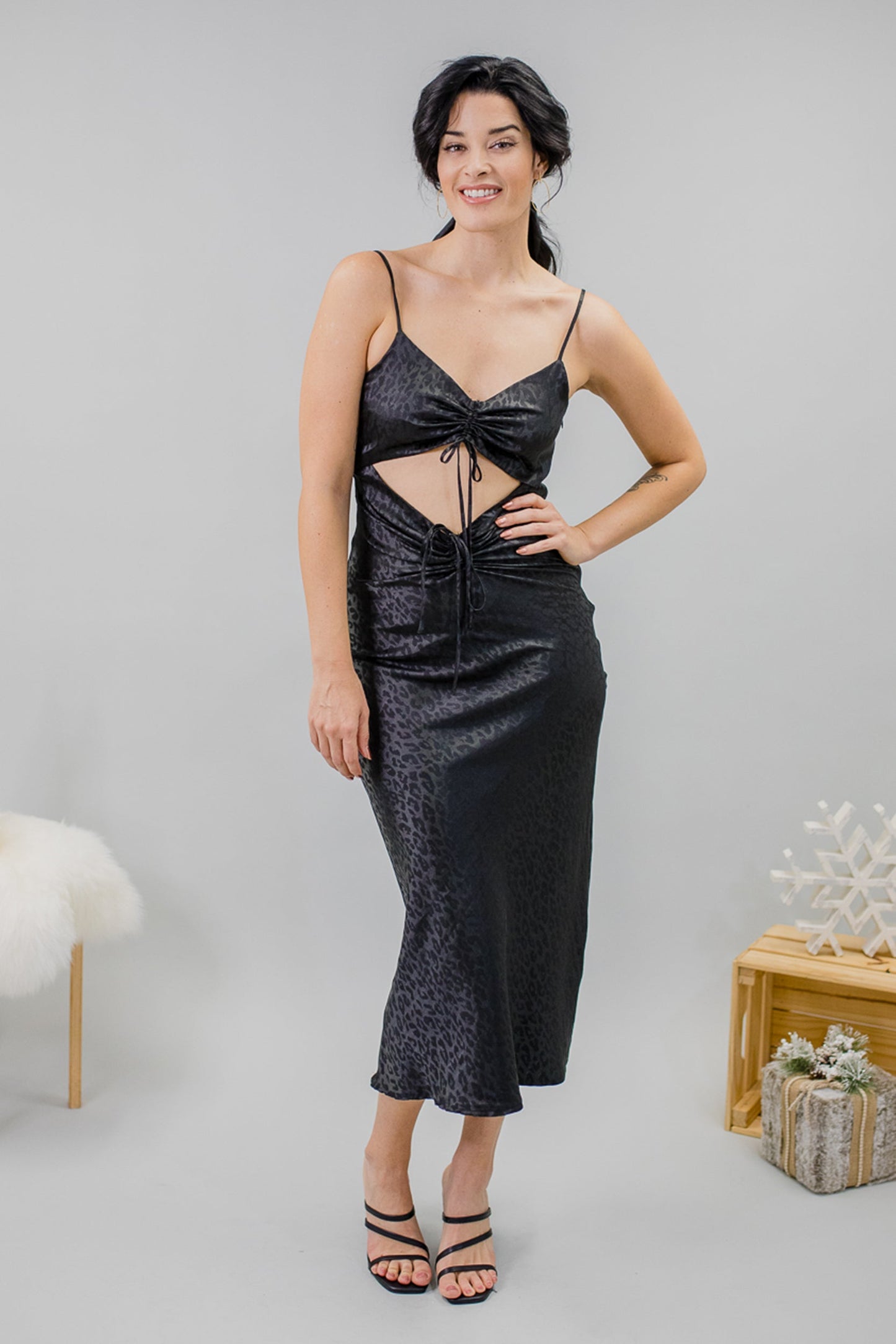 Black Cut Out Evening Maxi Dress