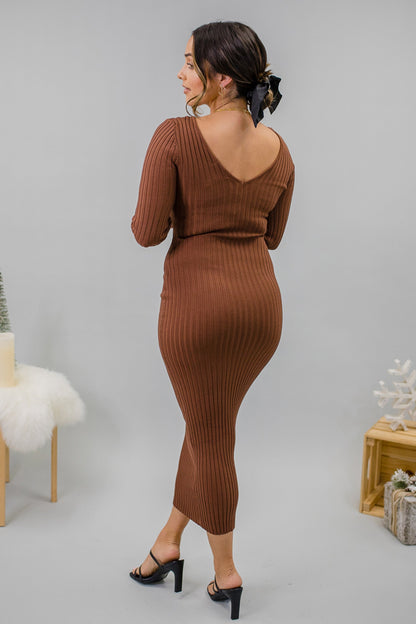 Seduction Long Sleeve Sweater Maxi Dress