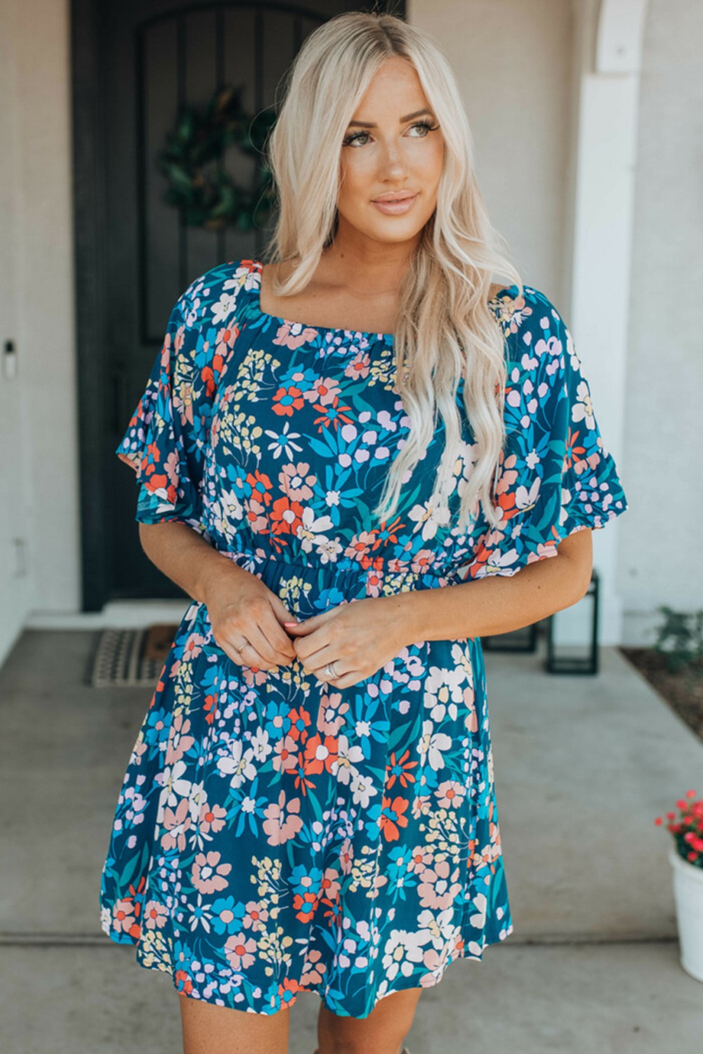 Country Chic Boho Floral Mini Dress