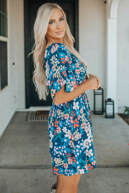 Country Chic Boho Floral Mini Dress