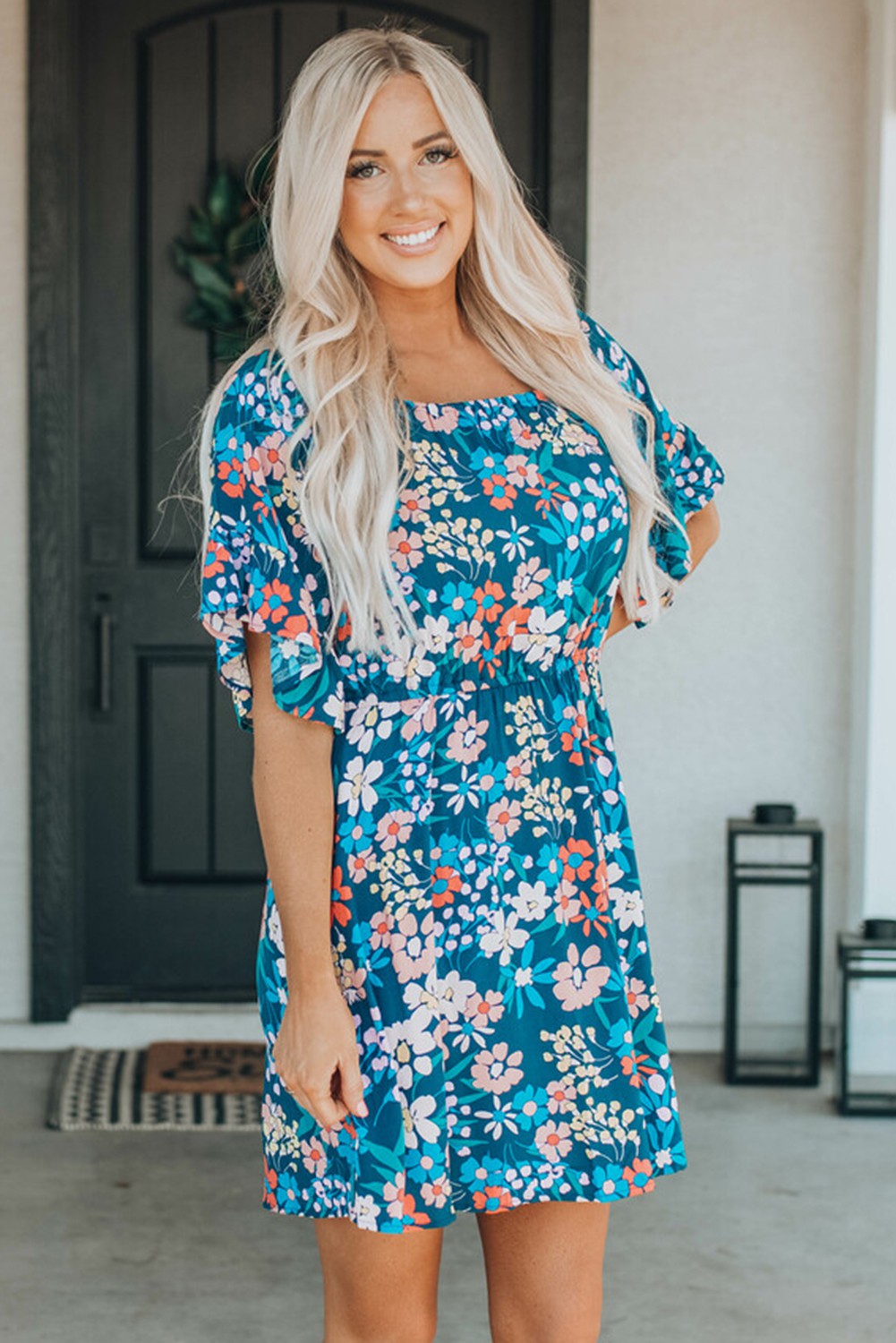 Country Chic Boho Floral Mini Dress