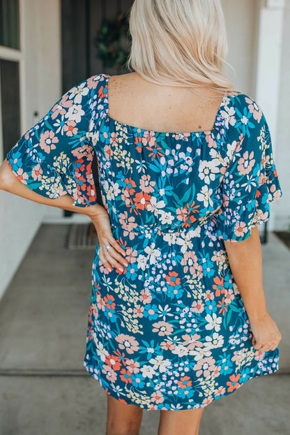Country Chic Boho Floral Mini Dress