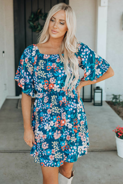 Country Chic Boho Floral Mini Dress