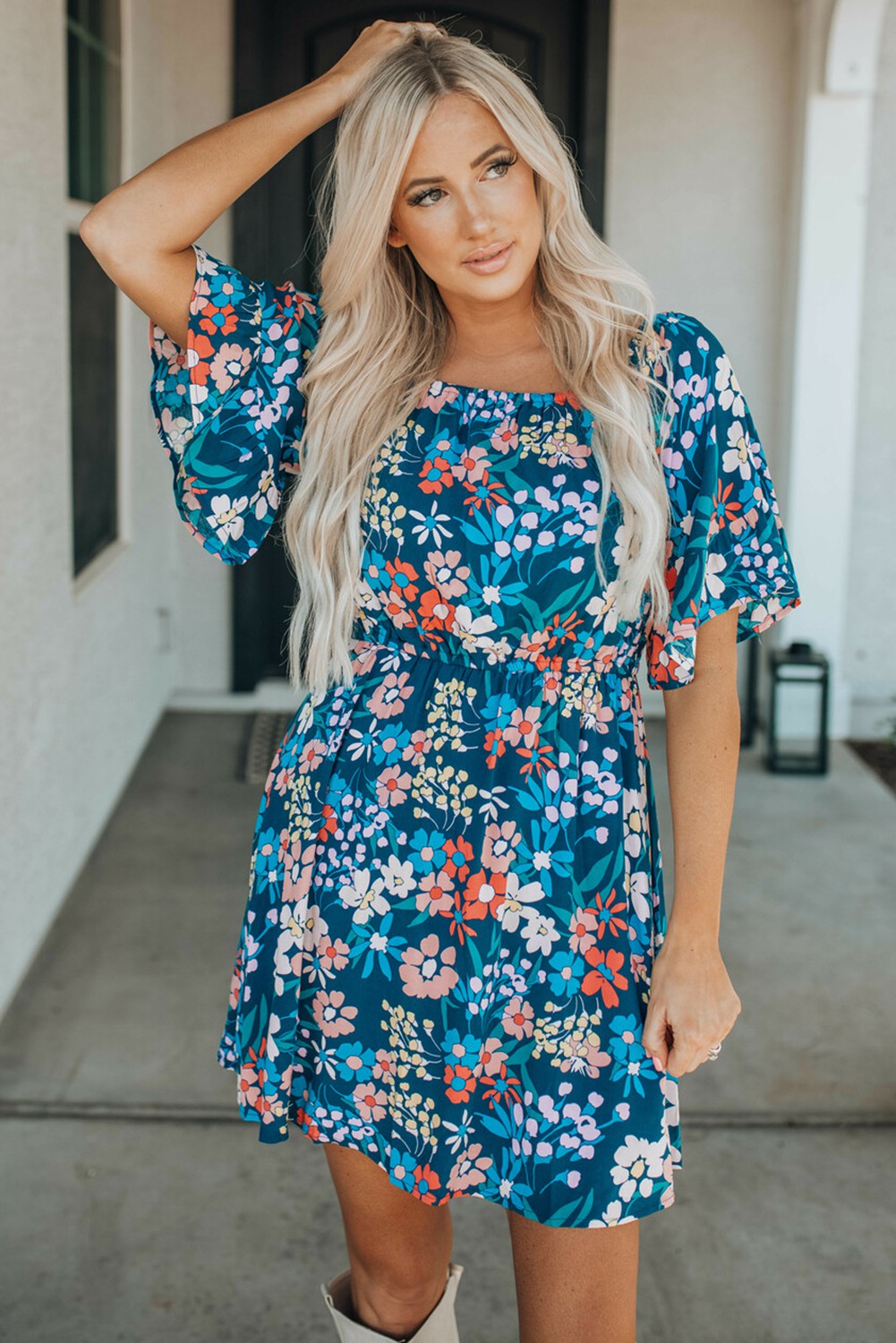 Country Chic Boho Floral Mini Dress