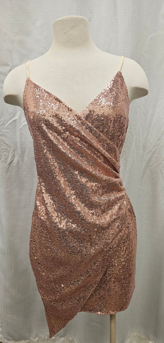 Stardust Rose Gold Sequin Holiday Dress