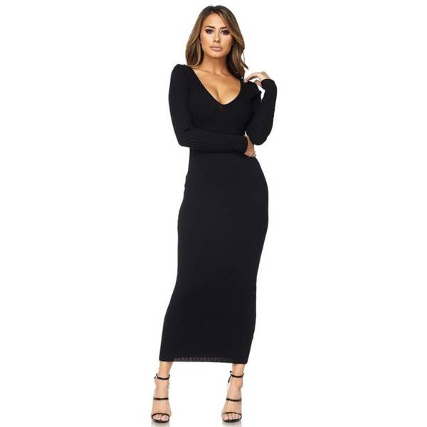 Seduction Long Sleeve Sweater Maxi Dress