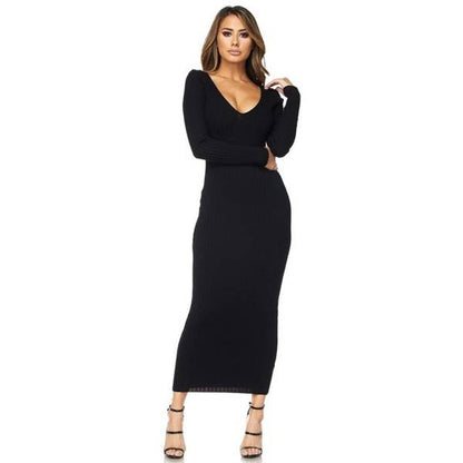 Seduction Long Sleeve Sweater Maxi Dress