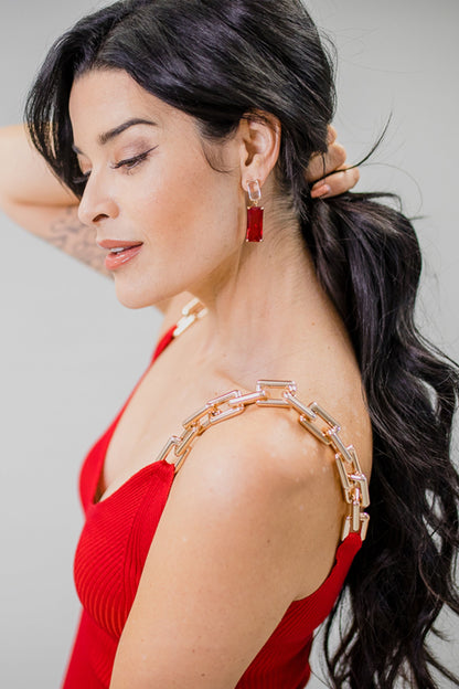 Whips and Chains Plunge Neck Ribbed Mini Dress