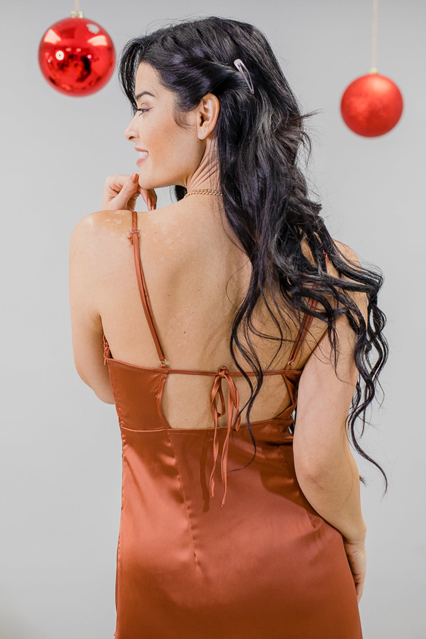 Swoon Worthy Spaghetti Strap Satin Dress