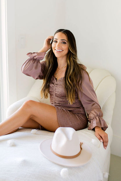 Ruched Elastic Curve‎ Hugging Satin Party Dress-