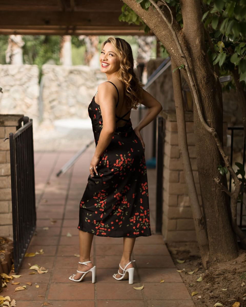 Sweet Cherry  Cowl Neck Silky Slip Cocktail Holiday Dress