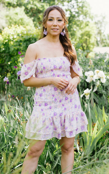 Rose Petal Dream Puff Sleeve Mini Dress