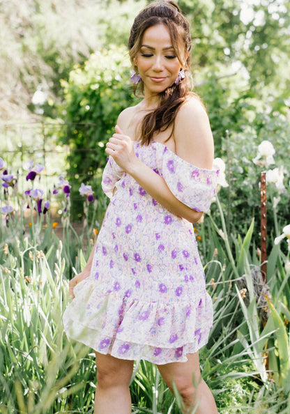 Rose Petal Dream Puff Sleeve Mini Dress