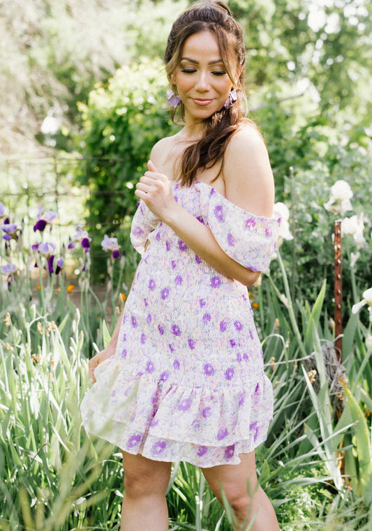 Rose Petal Dream Puff Sleeve Mini Dress