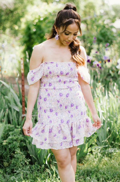 Rose Petal Dream Puff Sleeve Mini Dress