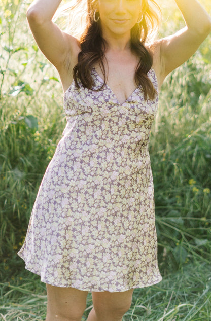 Country Meadow Stroll Slip Satin Mini Dress