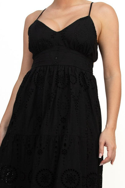 Eyelet Sweetheart Back-Tie Maxi Summer Festival Ready Dress