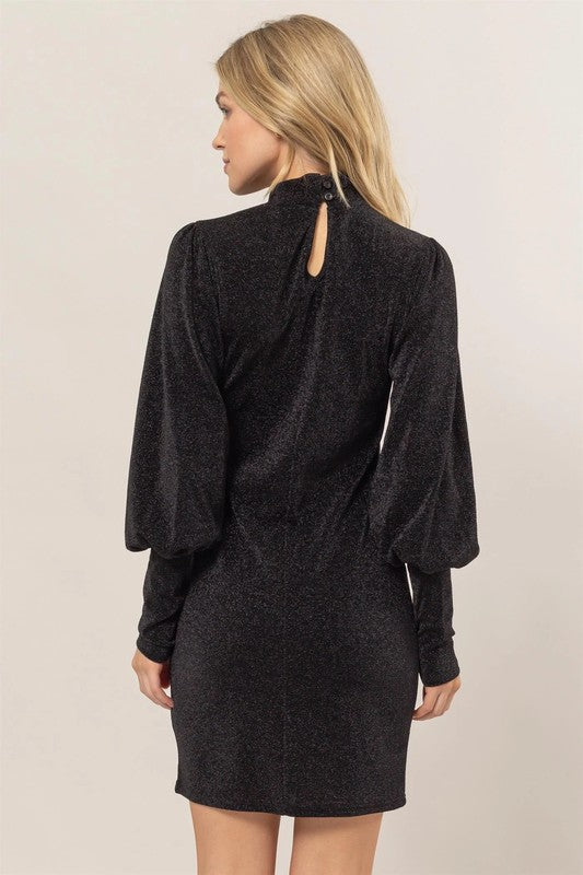 Long Sleeve Sparkly Mesh Party Dress