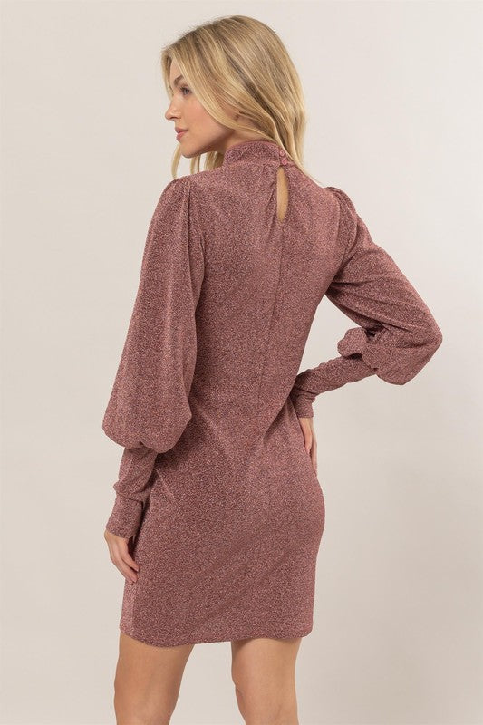 Long Sleeve Sparkly Mesh Party Dress
