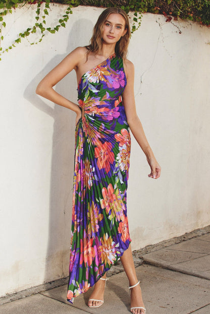 Jubilee Olympia Asymmetrical Pleated One Shoulder Maxi Dress