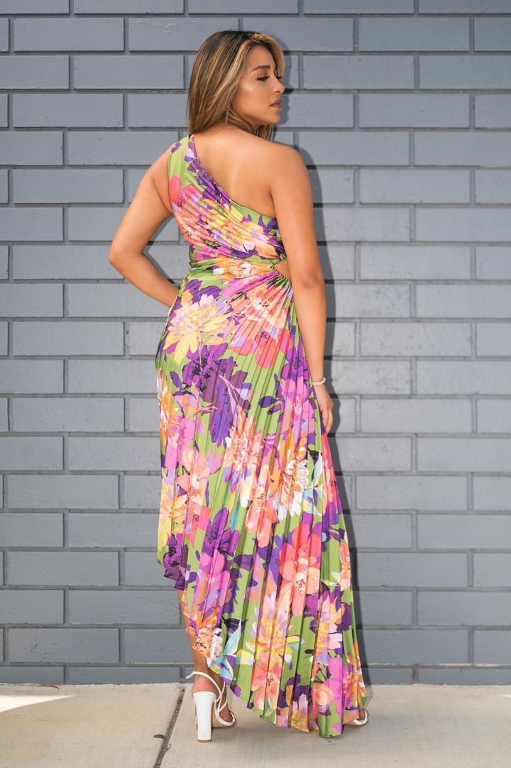 Jubilee Olympia Asymmetrical Pleated One Shoulder Maxi Dress