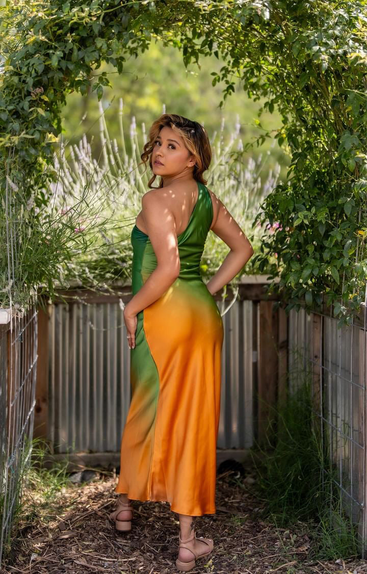 Ombre One Shoulder Bodycon Holiday Cocktail Dress