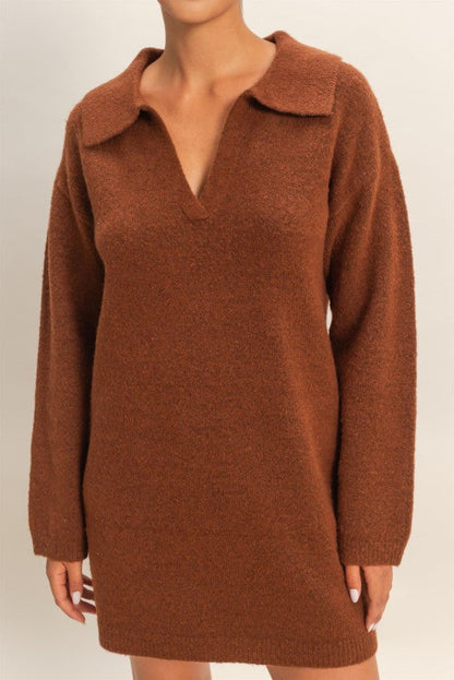 Polo Long Sleeve Sweater Dress