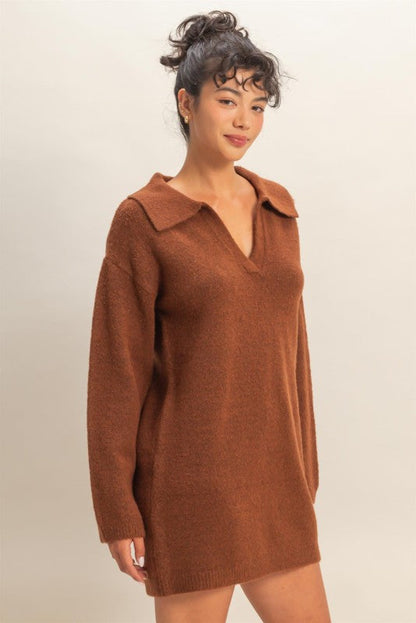 Polo Long Sleeve Sweater Dress