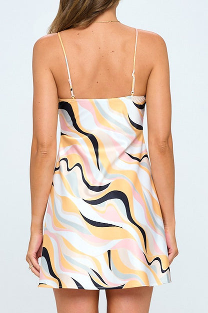 Sunset Oasis Sleeveless Satin Slip Mini Dress