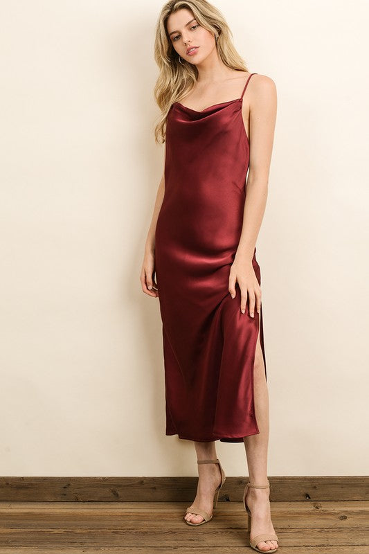 Sexy Satin Backless Slip Maxi Dress