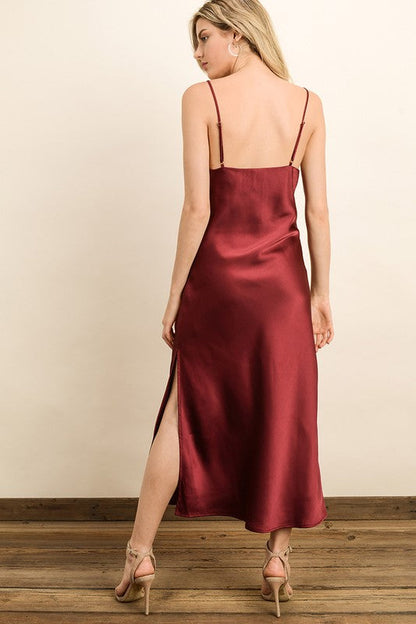 Sexy Satin Backless Slip Maxi Dress